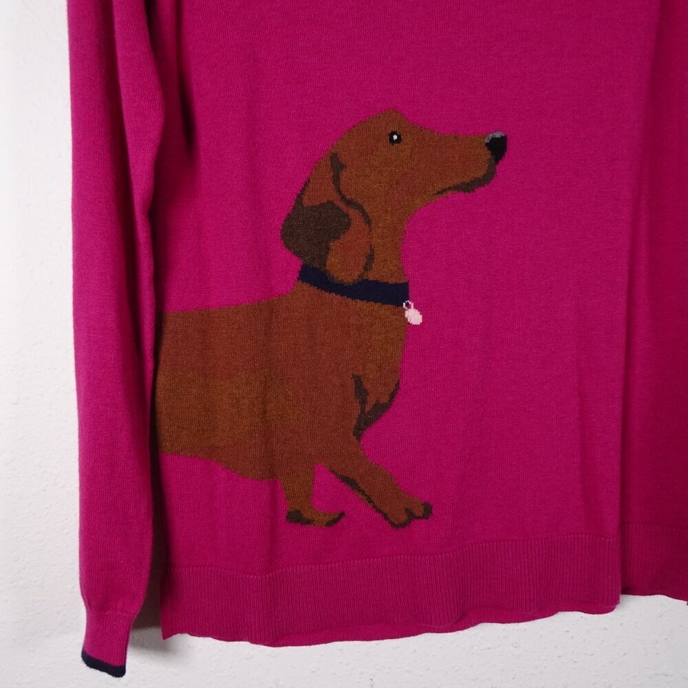 Joules Knitwear Miranda Sweater Pullover Pink with Dachshund Women's Size 6 - Picture 2 of 12